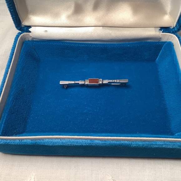 Antique ArtDeco sterling silver and agate brooch - Picture 6 of 7